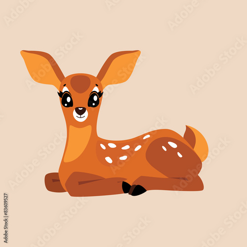 Cute cartoon baby deer