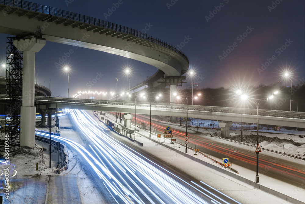 transport metropolis, traffic and blurry lights