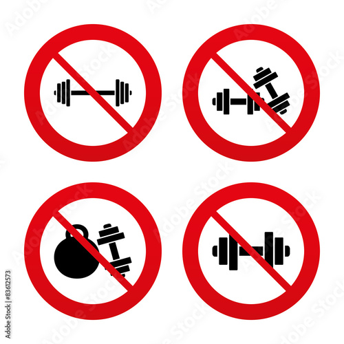 Dumbbells icons. Fitness sport symbols.