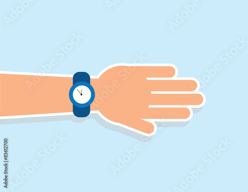 Hand extended with wrist watch
