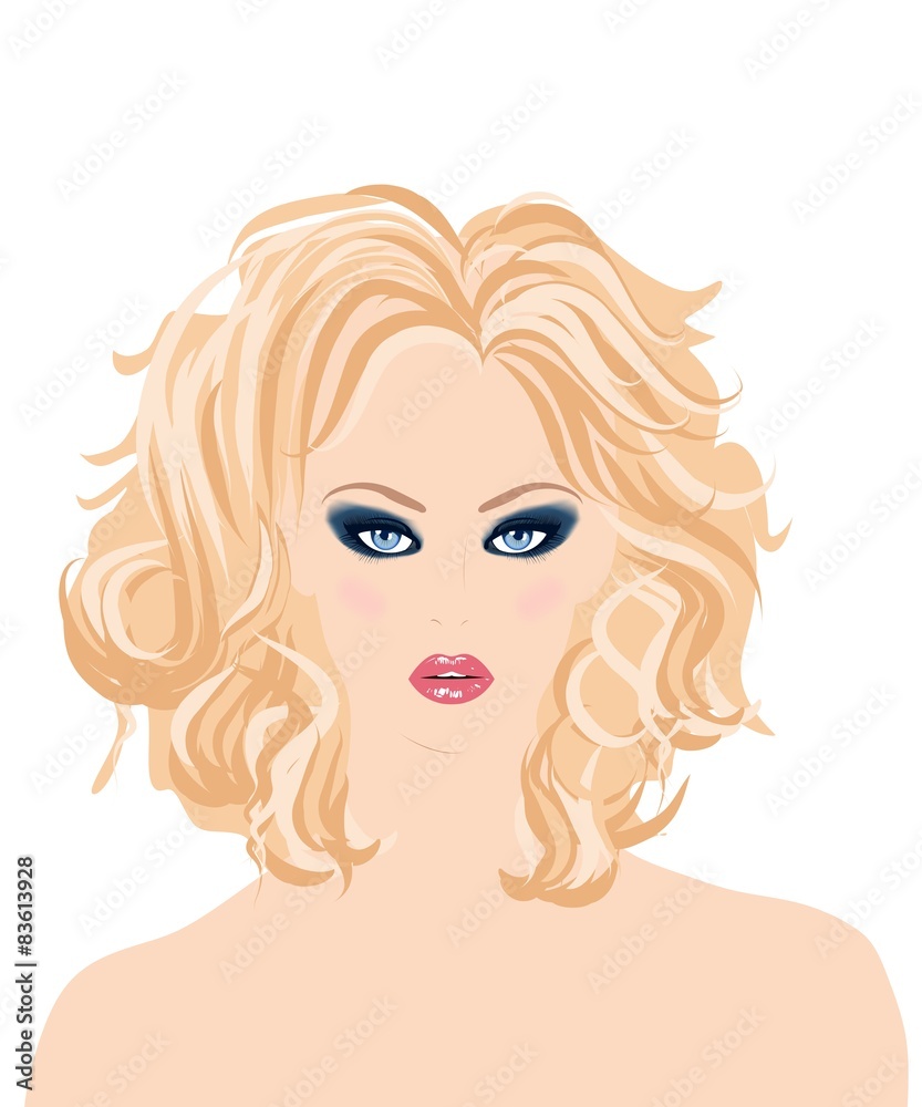 Portrait of a pretty woman with blond hair and bright make up Portrait of a pretty woman with blond hair and bright make up