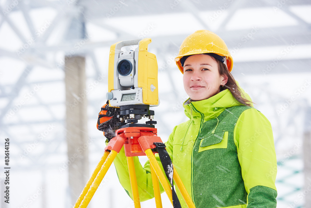 surveyor works with theodolite surveyor works with theodolite