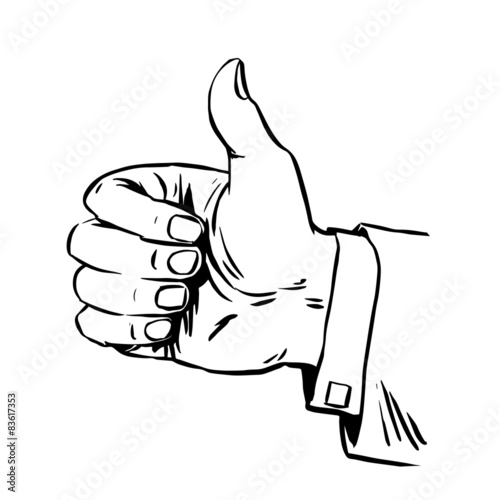 Gesture is great hand thumb quality hitchhiking retro line art