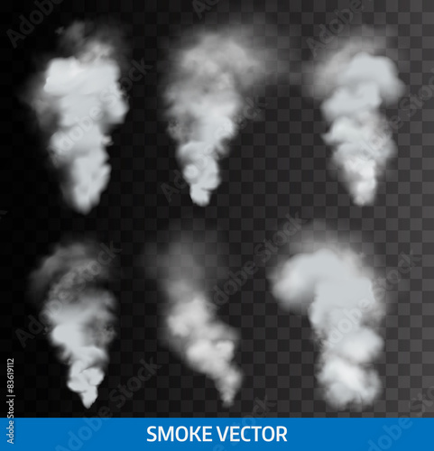 Realistic transparent smoke, steam. Vector