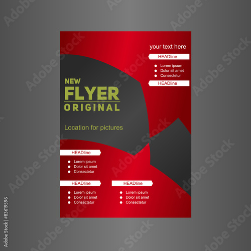 Red flyer. Designer cover. Vector.