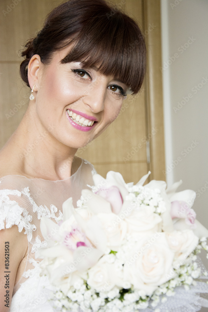Beautiful bride with her bouquet