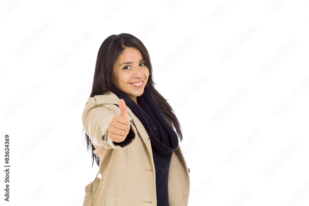 Model isolated thumbs up success