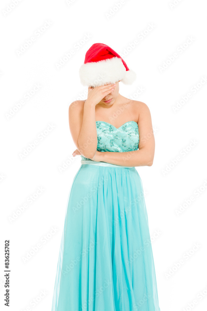 Model hiding face shame