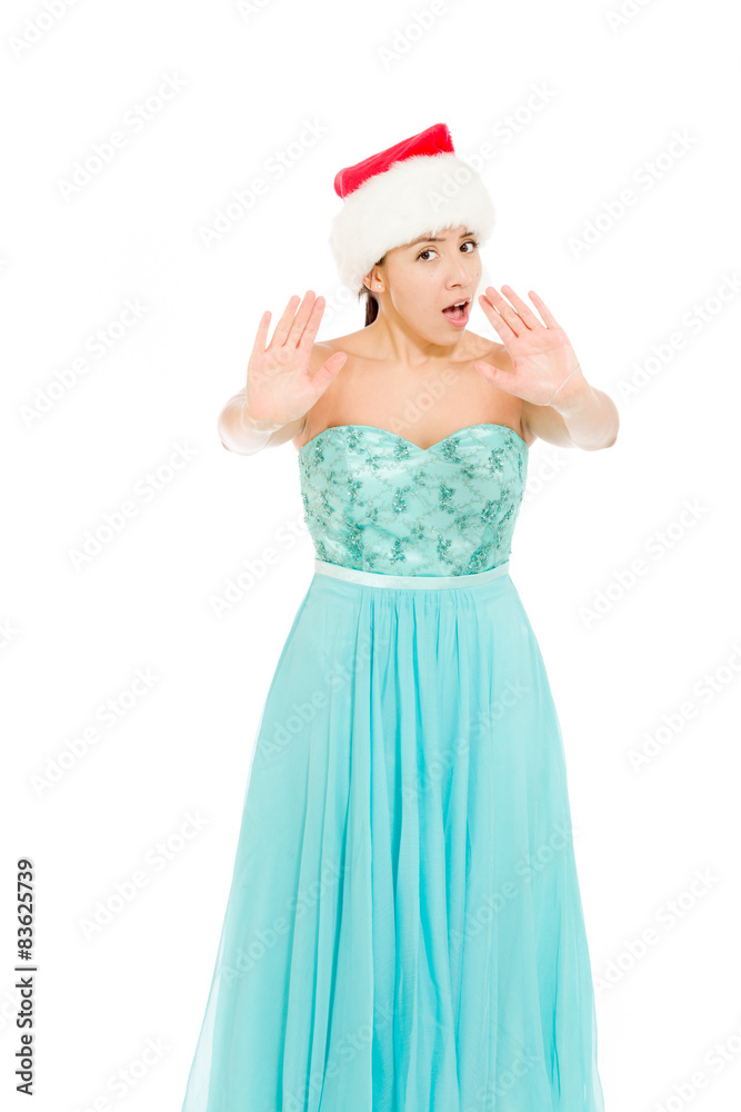 Model isolated stop sign with hand Model isolated stop sign with hand