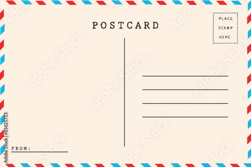 Back of airmail blank postcard photo