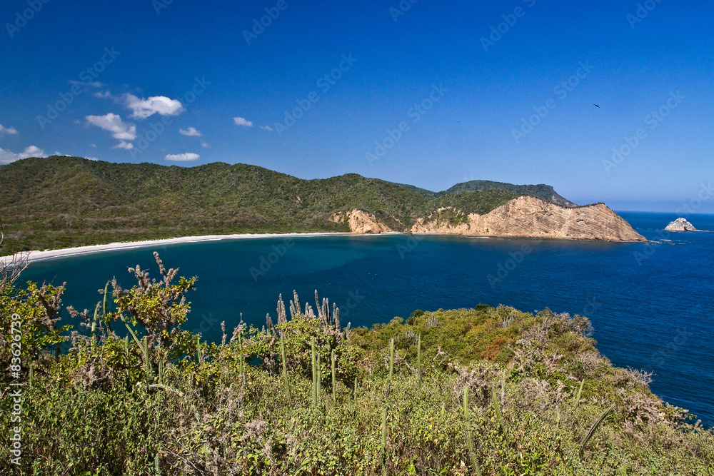 Beautiful landscape of Los Frailes beach in Machalilla National