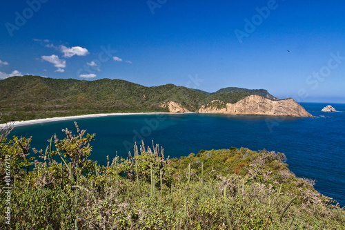 Beautiful landscape of Los Frailes beach in Machalilla National