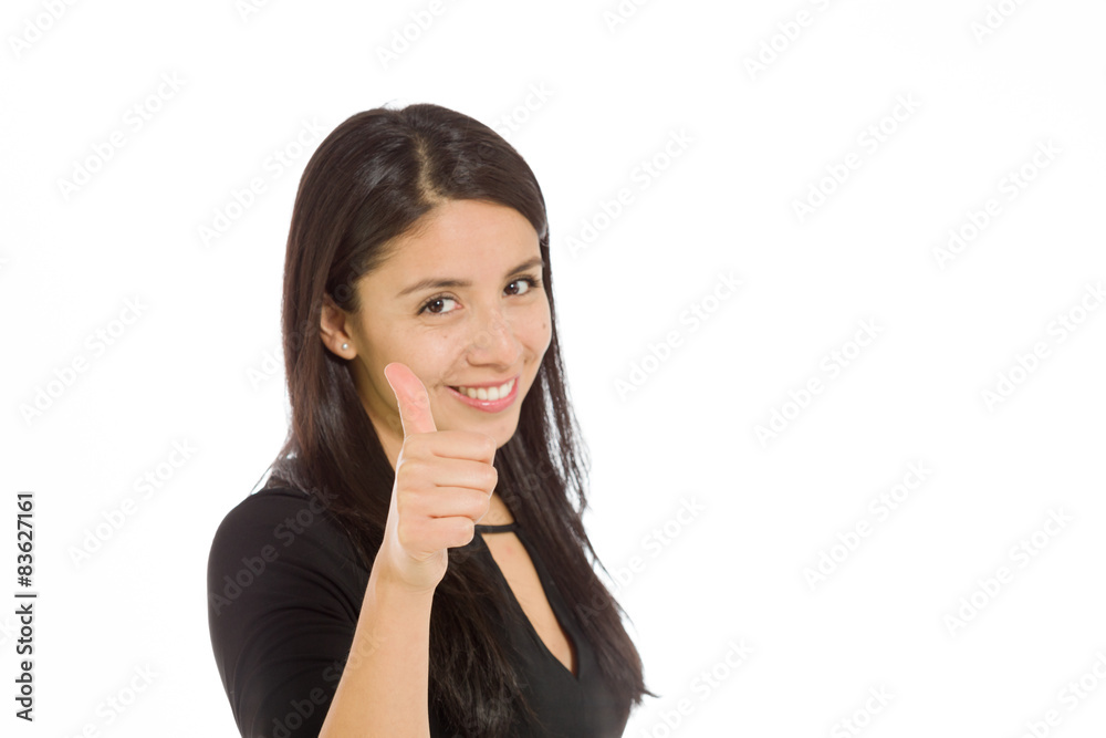 Model isolated thumbs up success Model isolated thumbs up success