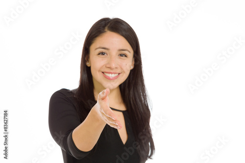 Model isolated with hand shake