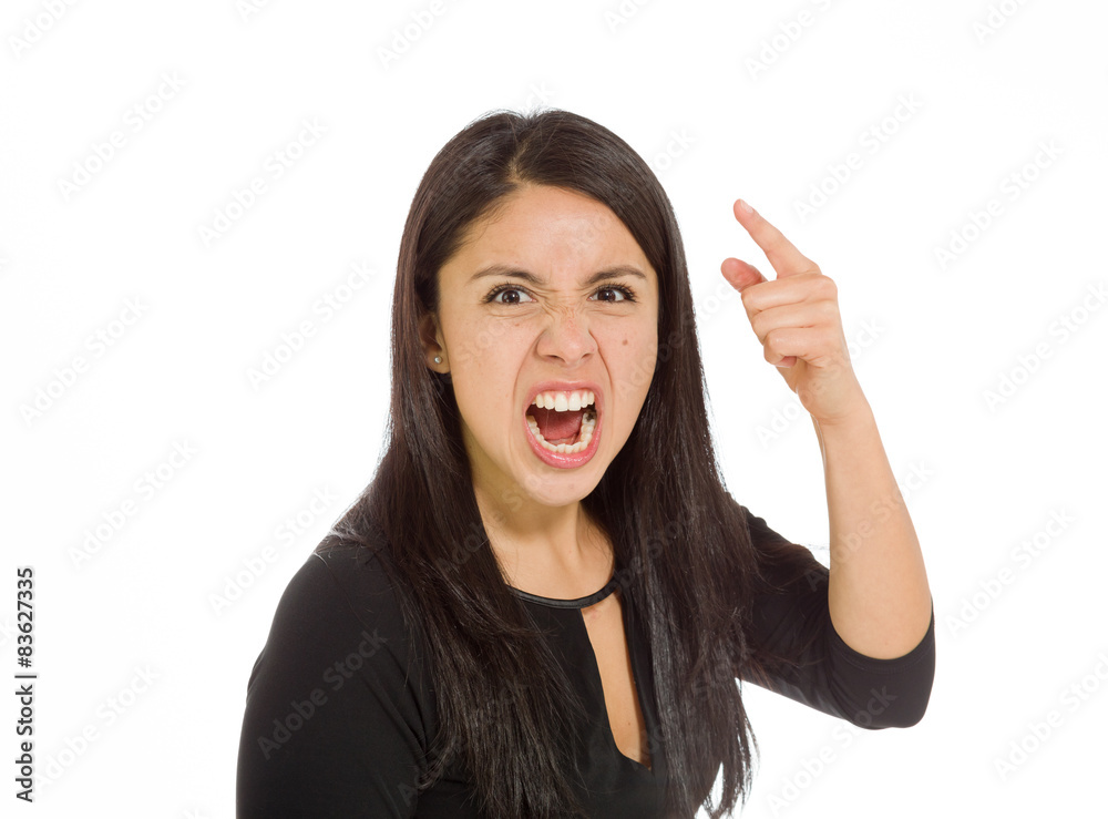 Model angry scolding and pointing Model angry scolding and pointing