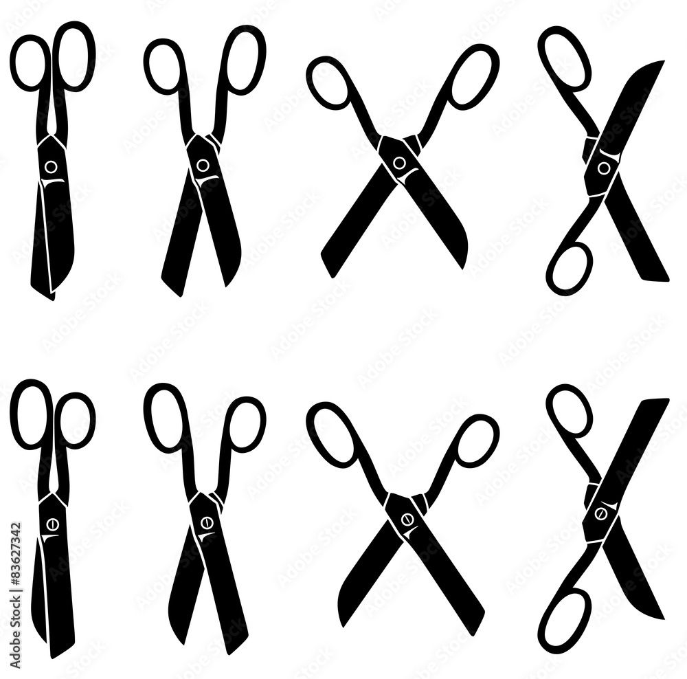 Silhouette set opening and closing big scissors Silhouette set opening and closing big scissors