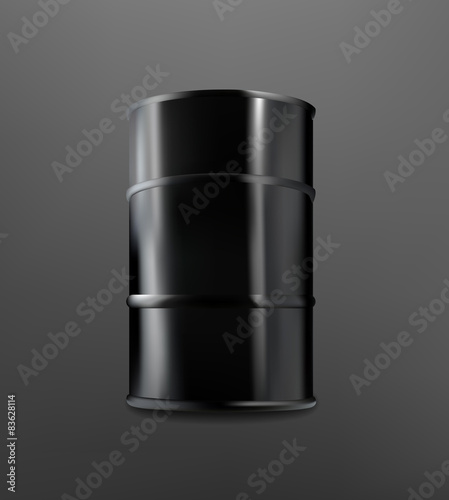 Black realistic barrel on dark background