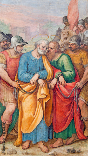 Rome - fresco of st. Peter and st. Paul in bond