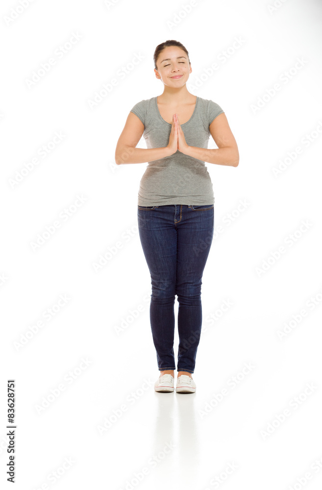 Model isolated praying Model isolated praying