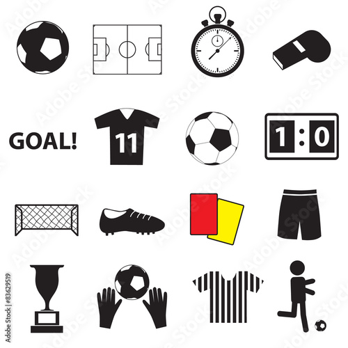 soccer football simple black icons set eps10
