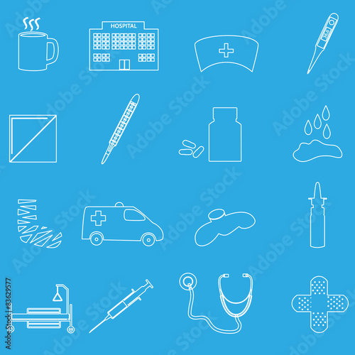hospital and sick outline icons set eps10
