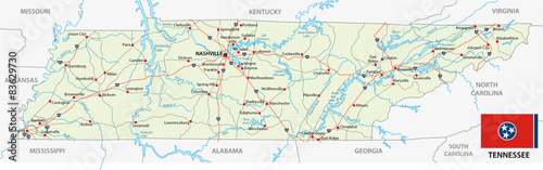 tennessee road map with flag photo
