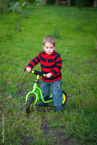 Little boy on his first bike