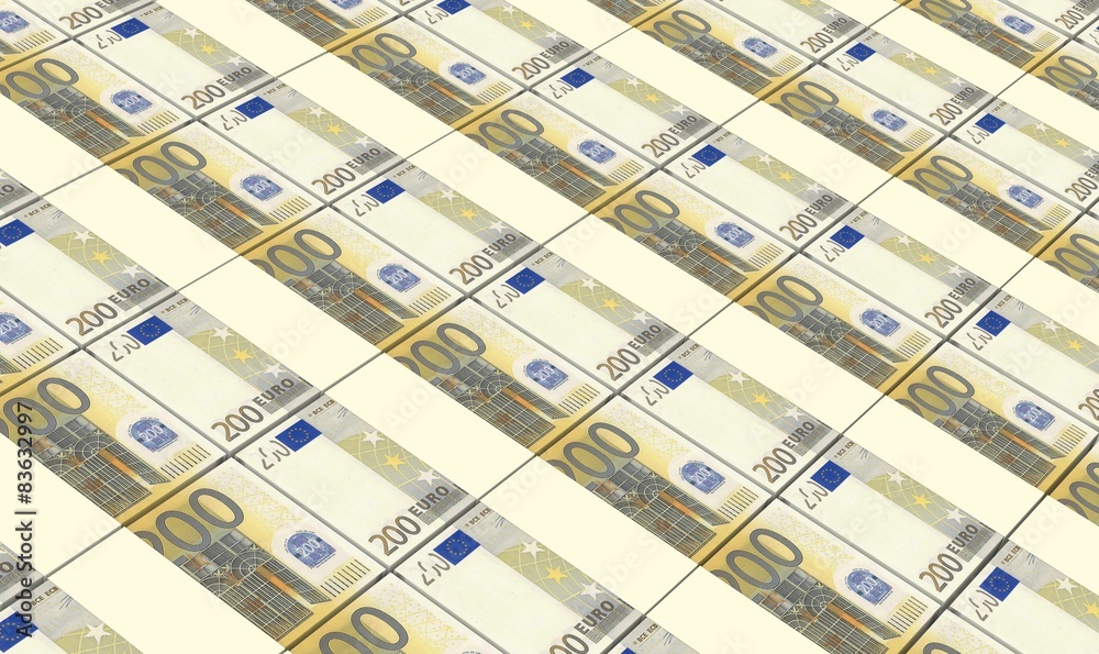 European currency bills stacks background.