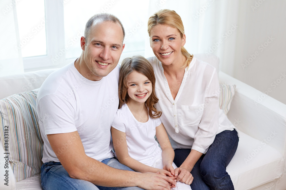happy parents with little daughter at home happy parents with little daughter at home