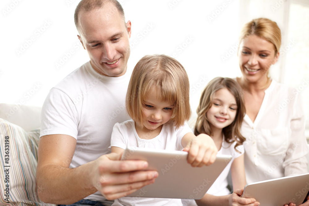 happy family with tablet pc computers at home happy family with tablet pc computers at home