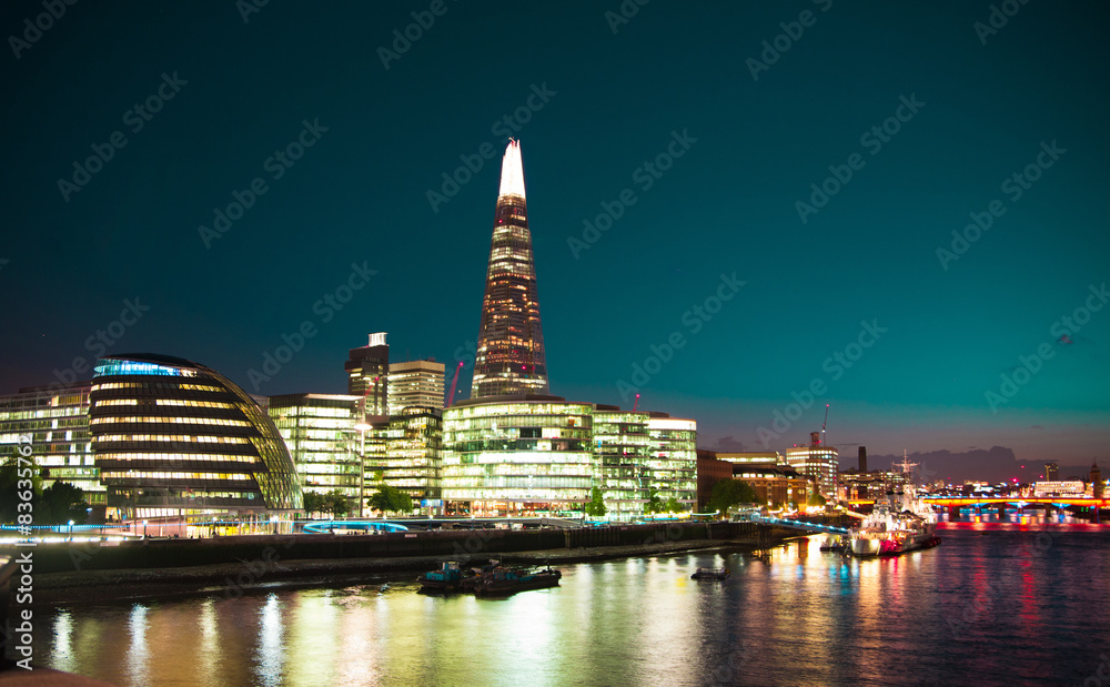 LONDON, UK - AUGUST 11, 2014: City Night view LONDON, UK - AUGUST 11, 2014: City Night view
