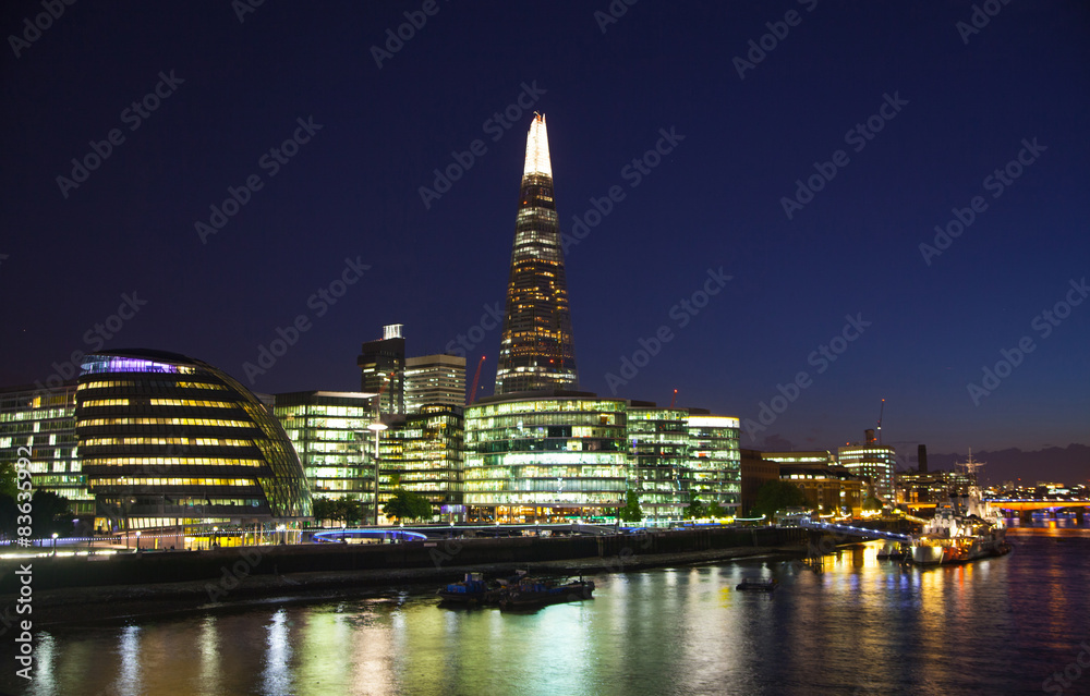 LONDON, UK - AUGUST 11, 2014: City Night view LONDON, UK - AUGUST 11, 2014: City Night view