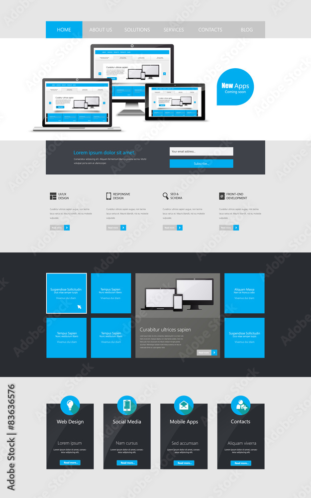Modern Clean One page website design template. Modern Clean One page website design template.