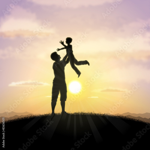 Father and child silhouette