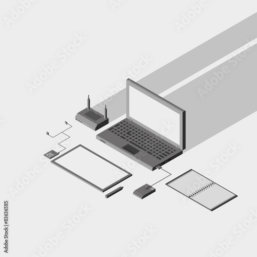 Low polygon isometric laptop. vector eps10 