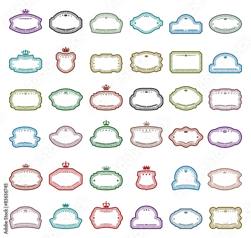 thirty six labels isolated on white