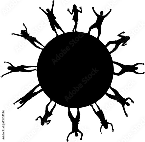 Dancing people silhouettes