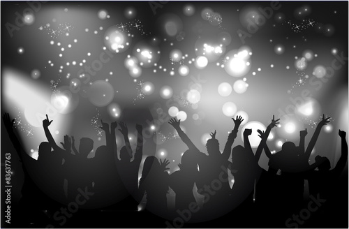 Dancing people silhouettes