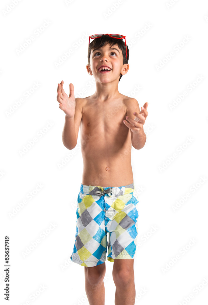 Happy child in swimsuit