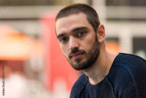 Handsome sexy and casual young man looking