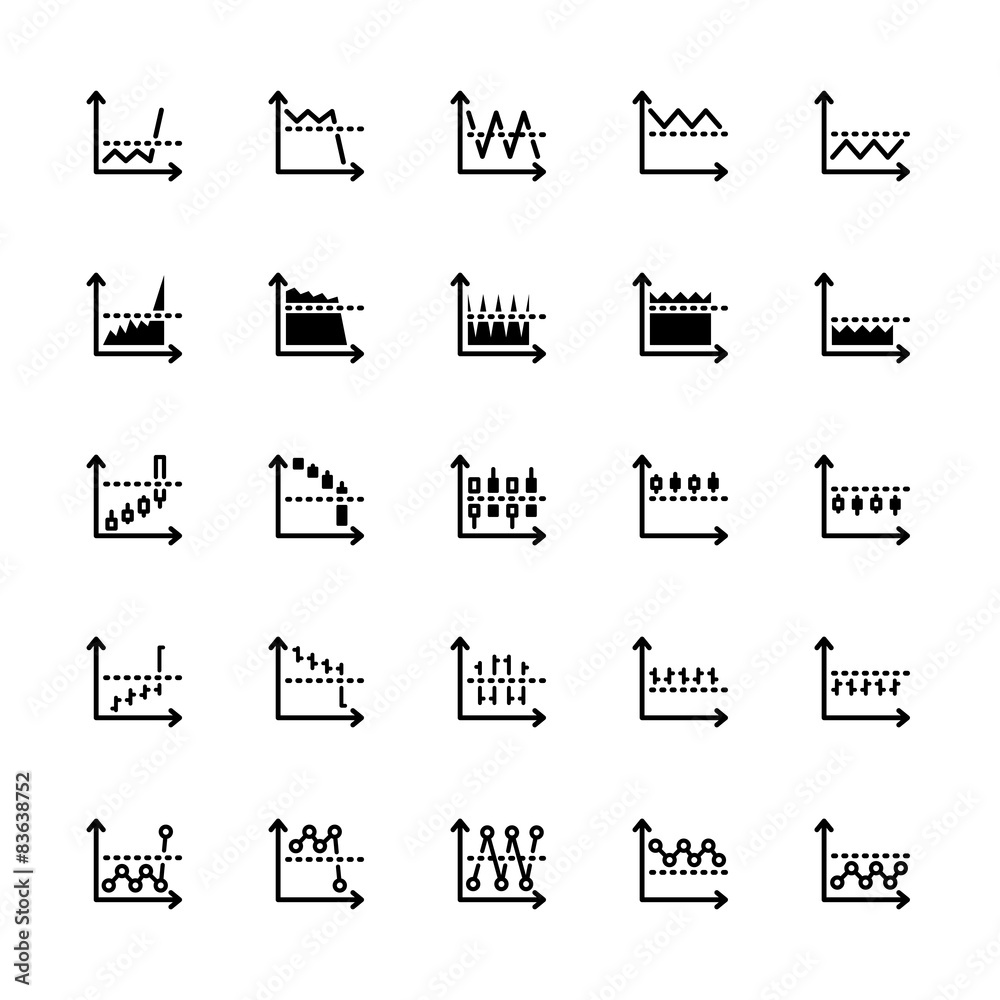 twenty five black outline market icons isolated on white Stock Vector ...