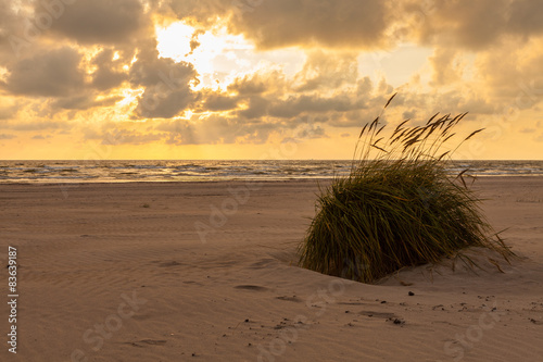 Fototapeta Naklejka Na Ścianę i Meble -  Dramatic sunset with heavy clouds over Baltic.
