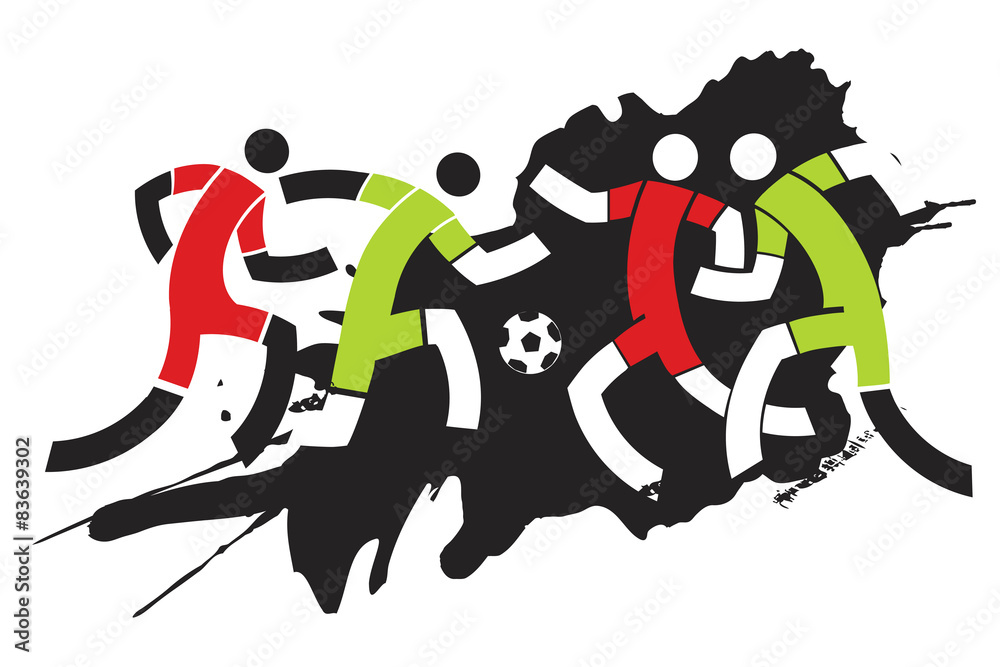 Fototapeta premium Soccer players on the grunge background