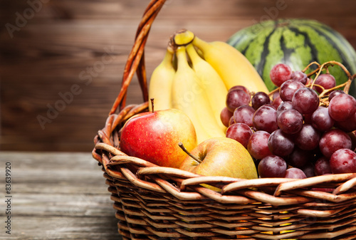 Basket full of fresh fruit
