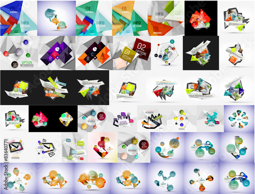 Geometric banners, templates, layouts. Paper graphics. Mega