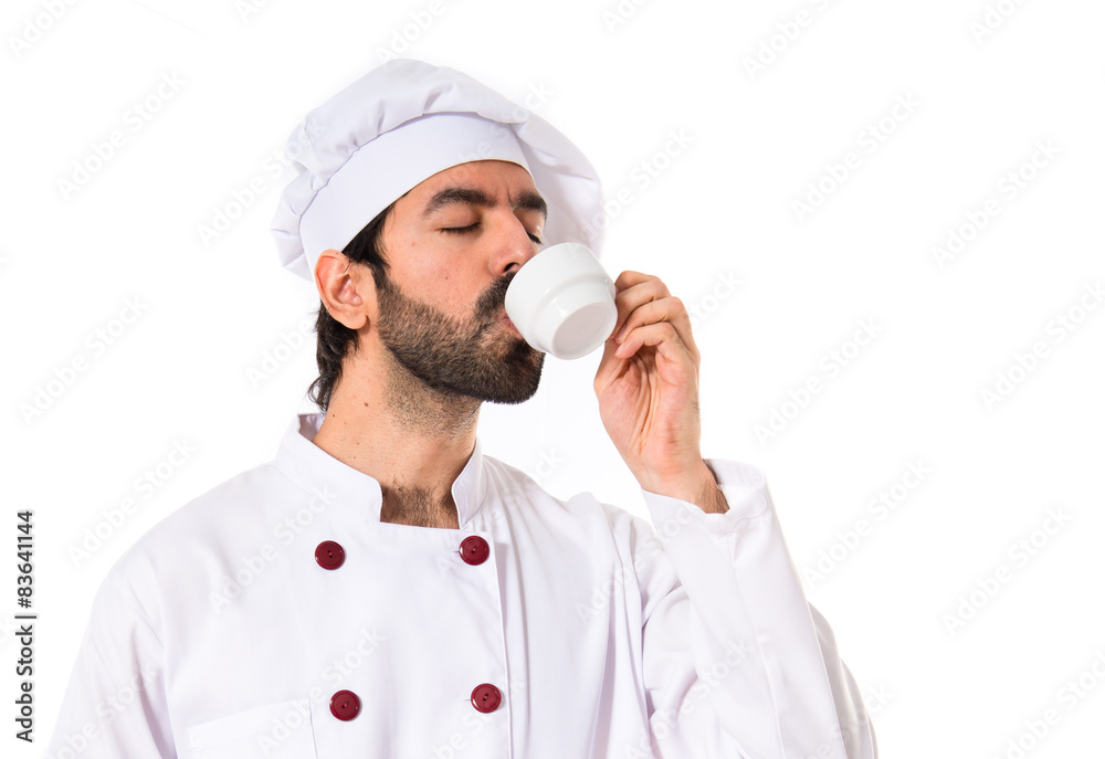 Chef drinking coffee Chef drinking coffee