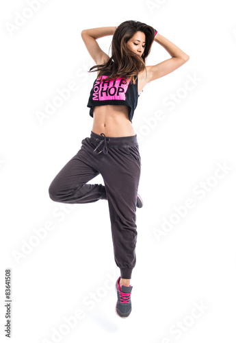 Teenager girl dancing hip hop