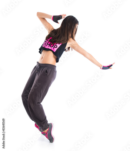 Teenager girl dancing street dance style