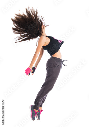 Young fitness female jumping