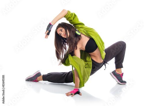 Teenager girl dancing street dance style